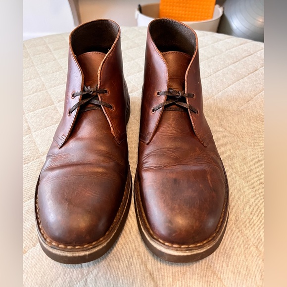 CLARKS Mens Sz 10.5 Brown Oiled Leather Desert Boots Exc Cond Orig $160 main image 8